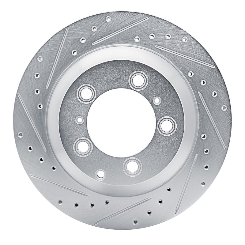 R1 Concepts 19-23 Porsche CAYENNE Rear Left Drilled & Slotted Silver Brake Rotor
