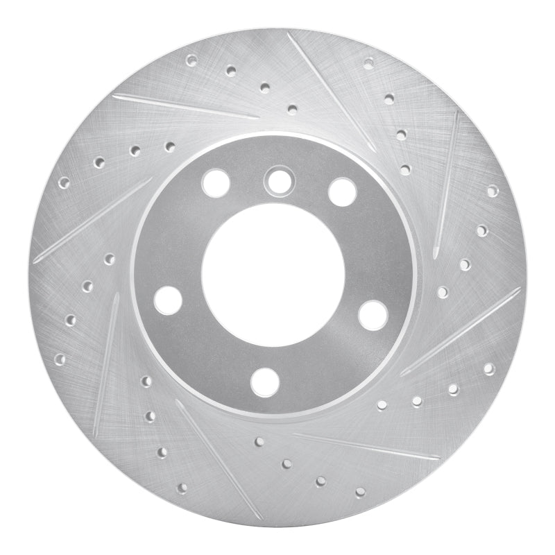 R1 Concepts 96-03 BMW 528I Front Right Drilled & Slotted Silver Brake Rotor