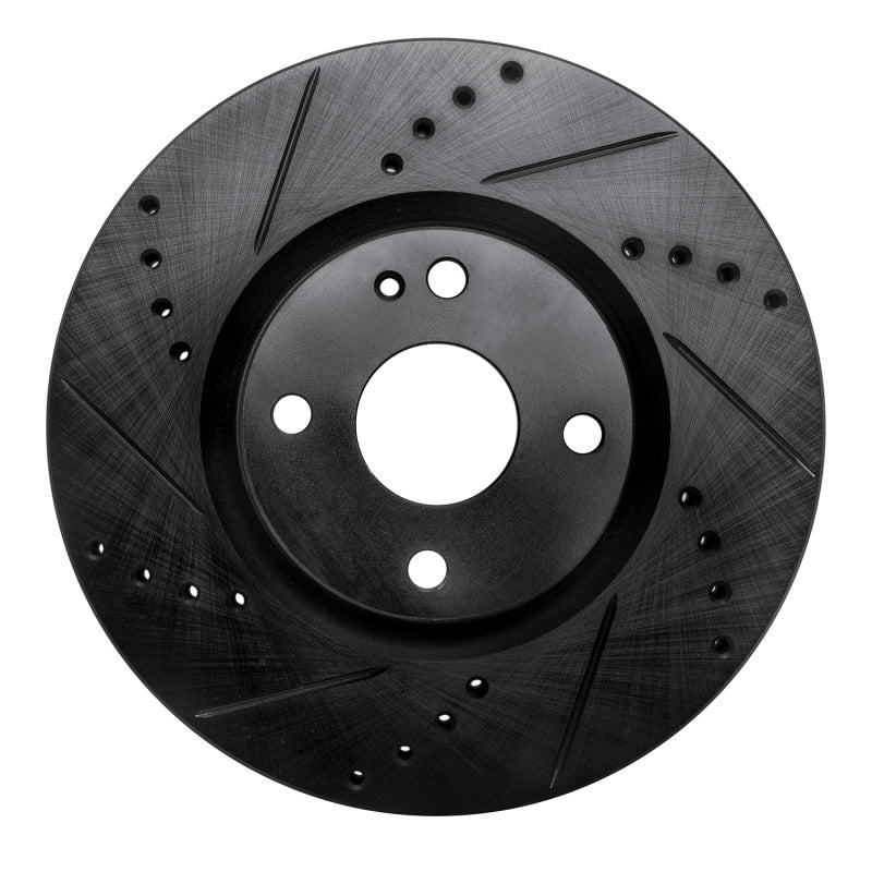 R1 Concepts 16-25 Fiat 124 Spider Front Left Drilled & Slotted Black Brake Rotor