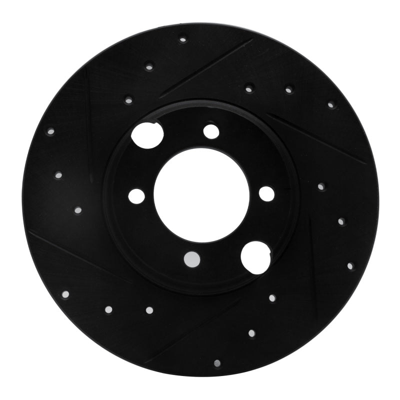R1 Concepts 83-93 Jaguar XJRS Rear Left Drilled & Slotted Black Brake Rotor
