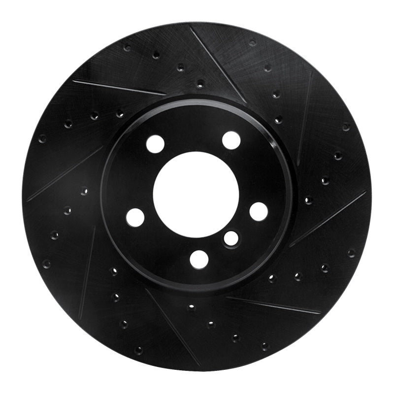 R1 Concepts 03-05 Land Rover Range Rover Front Right Drilled & Slotted Black Brake Rotor