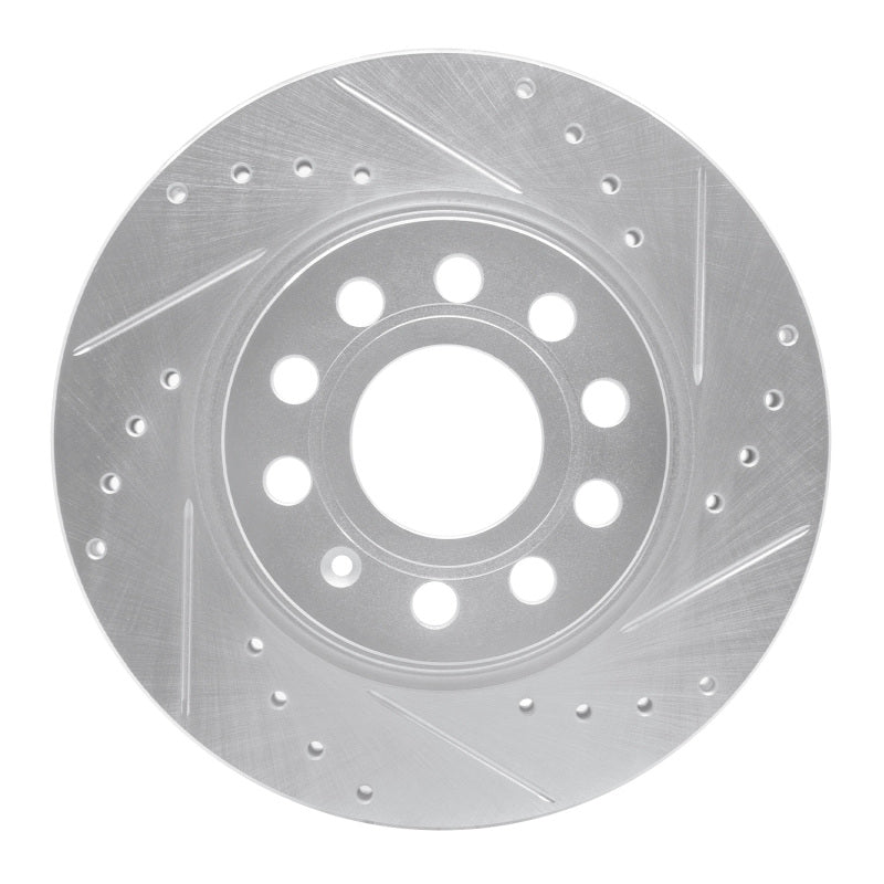 R1 Concepts 05-15 Volkswagen Jetta Sedan Front Right Drilled & Slotted Silver Brake Rotor
