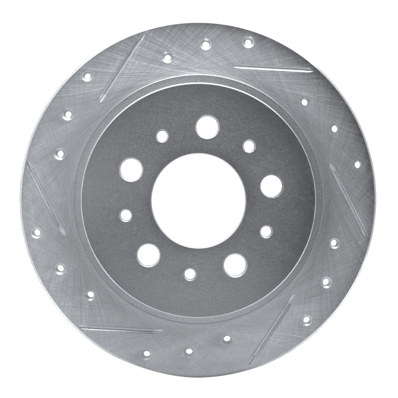 R1 Concepts 88-94 Volvo 780 Rear Left Drilled & Slotted Silver Brake Rotor