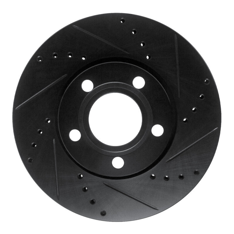 R1 Concepts 85-91 Audi 5000S Front Right Drilled & Slotted Black Brake Rotor