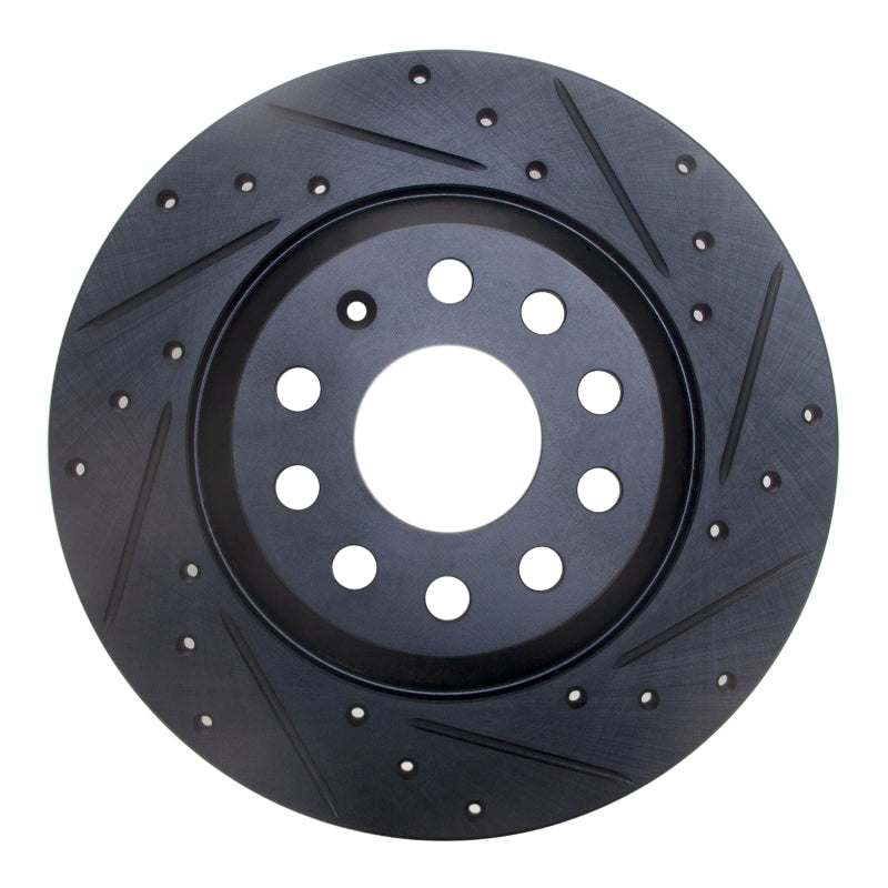 R1 Concepts 16-25 Audi Q3 Rear Right Drilled & Slotted Black Brake Rotor