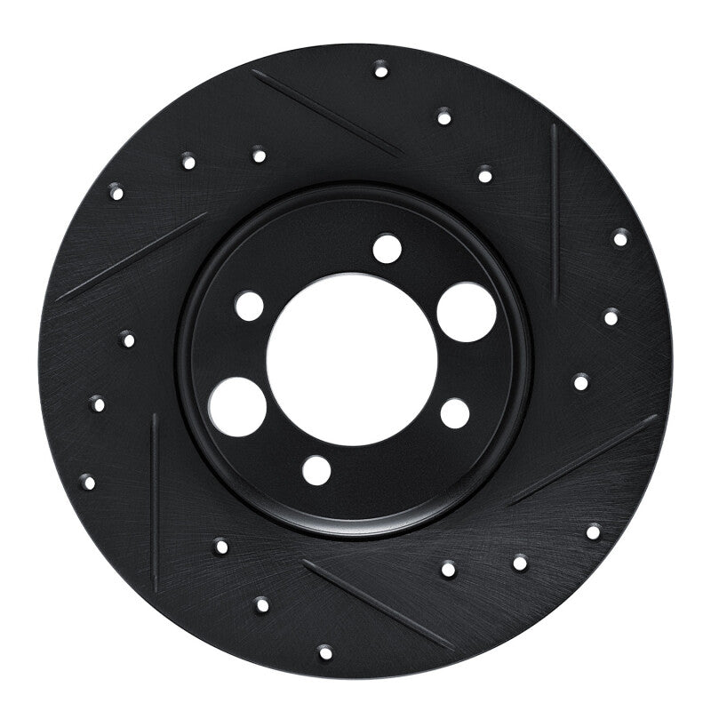 R1 Concepts 62-87 Jaguar Mark X Rear Right Drilled & Slotted Black Brake Rotor