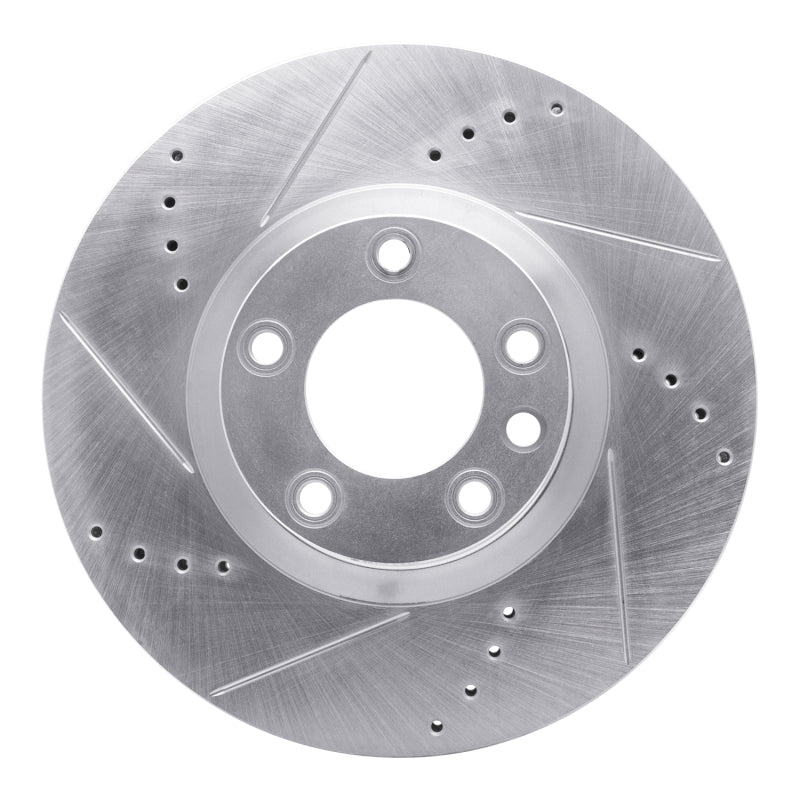 R1 Concepts 11-18 Porsche CAYENNE Right Front Drilled & Slotted Silver Brake Rotor