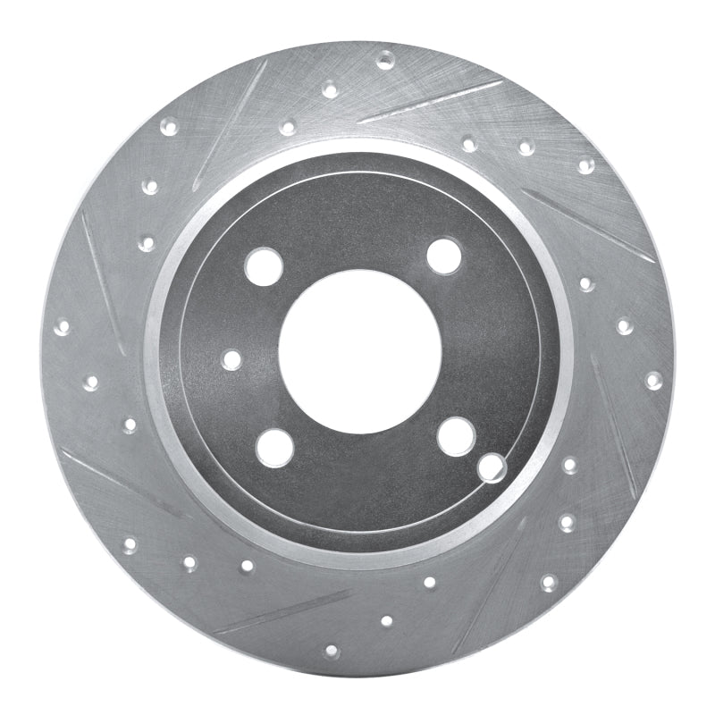 R1 Concepts 93-95 Volvo 850 Rear Left Drilled & Slotted Silver Brake Rotor