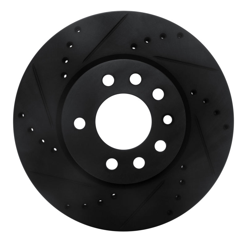 R1 Concepts 94-96 Saab 900 Front Left Drilled & Slotted Black Brake Rotor