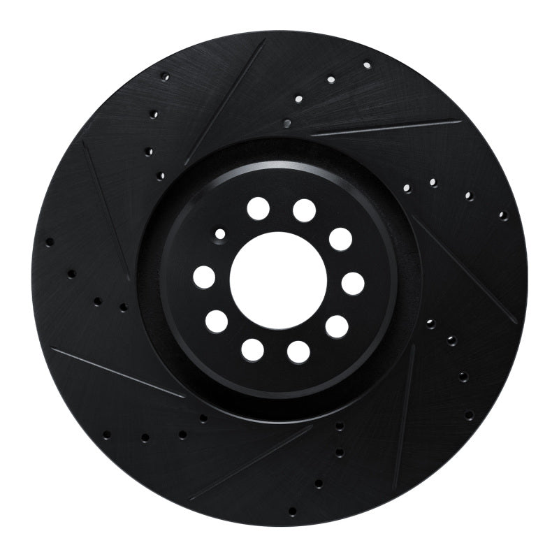 R1 Concepts 04-06 Audi TT Quattro Left Front Drilled & Slotted Black Brake Rotor