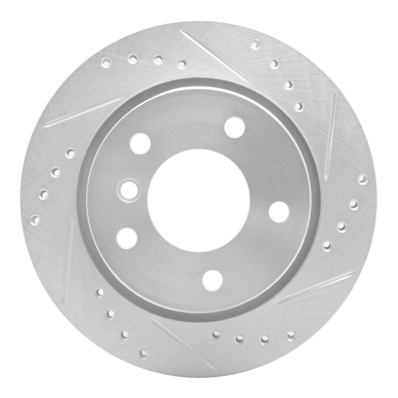 R1 Concepts 96-05 BMW 323CI Rear Right Drilled & Slotted Silver Brake Rotor