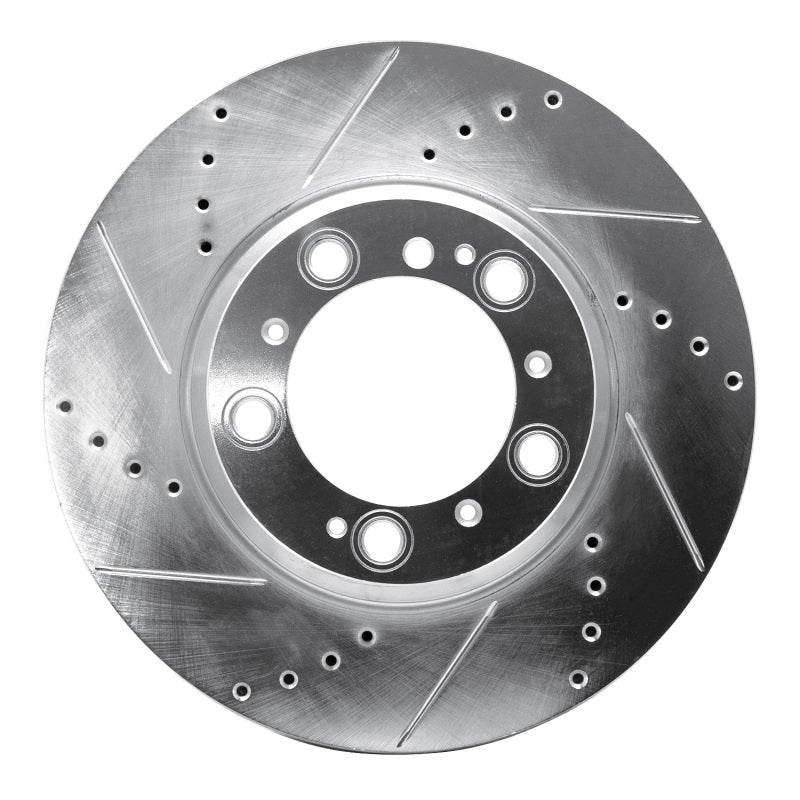 R1 Concepts 99-23 Porsche 911 Right Rear Drilled & Slotted Silver Brake Rotor