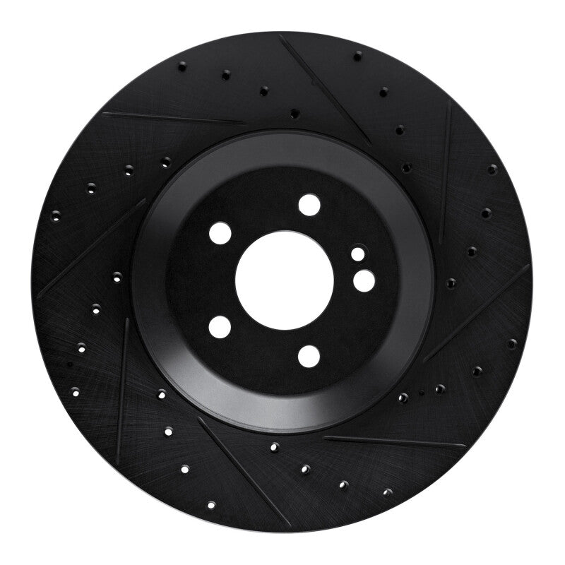 R1 Concepts 17-23 Mercedes-Benz E450 Rear Right Drilled & Slotted Black Brake Rotor