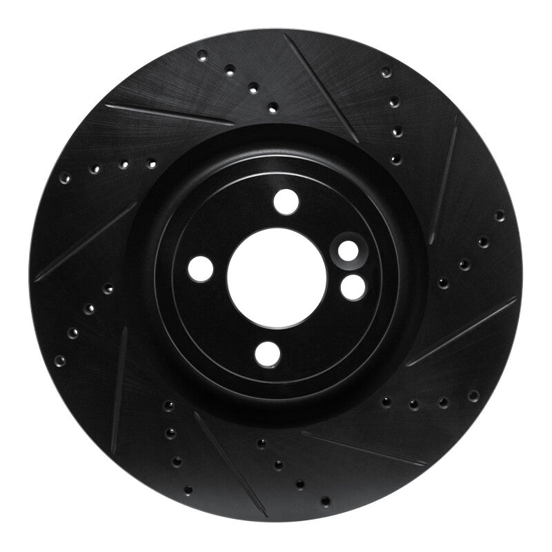 R1 Concepts 13-13 Mini Cooper (Excl Clubman) Front Right Drilled & Slotted Black Brake Rotor