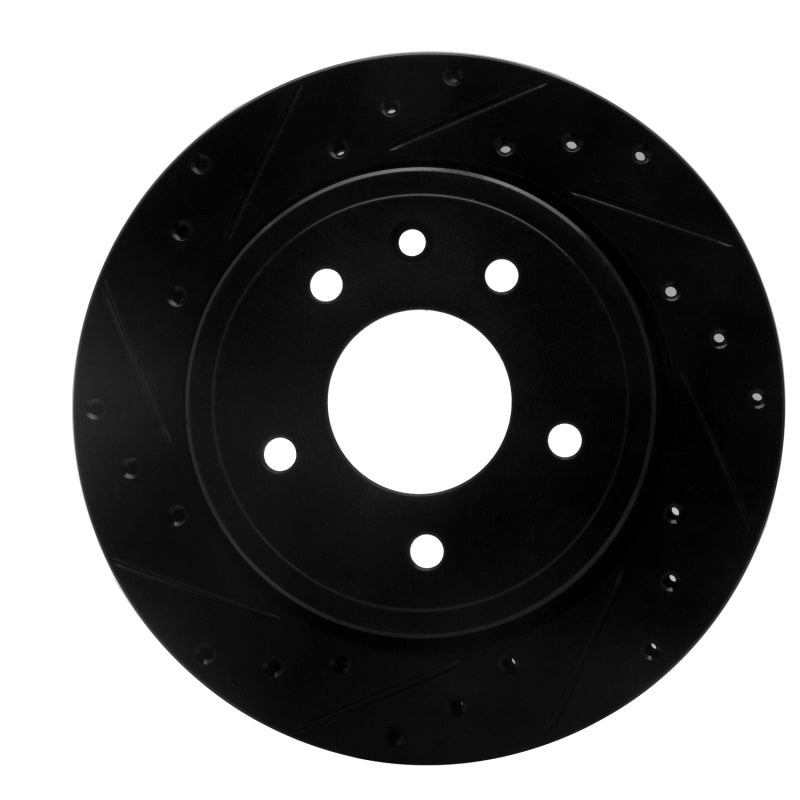 R1 Concepts 95-06 Jaguar XJ8 Rear Left Drilled & Slotted Black Brake Rotor