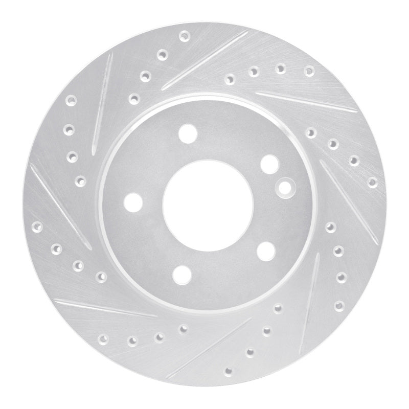 R1 Concepts 94-97 Mercedes-Benz C280 Front Left Drilled & Slotted Silver Brake Rotor