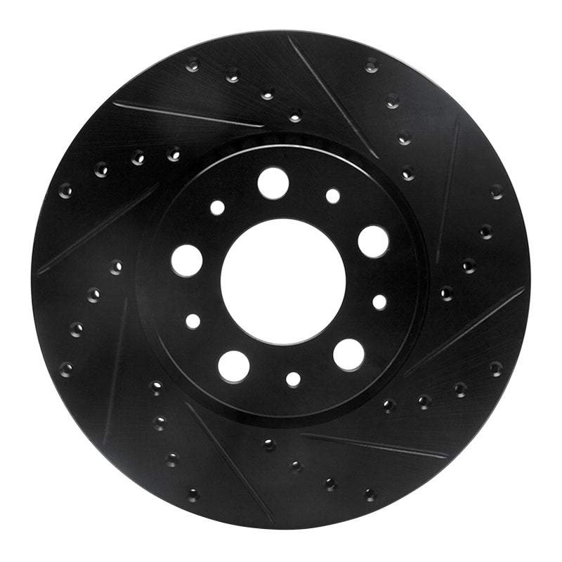 R1 Concepts 99-09 Volvo S60 Front Right Drilled & Slotted Black Brake Rotor