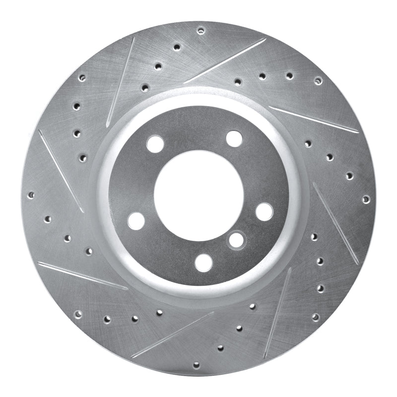 R1 Concepts 06-13 BMW 135IS Front Left Drilled & Slotted Silver Brake Rotor