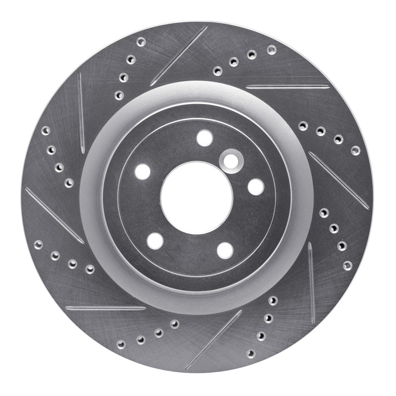 R1 Concepts 16-24 Jaguar XF Rear Left Drilled & Slotted Silver Brake Rotor