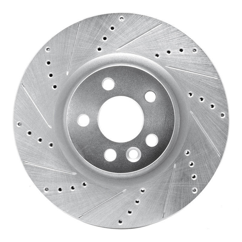 R1 Concepts 15-19 Jaguar E-Pace Front Left Drilled & Slotted Silver Brake Rotor