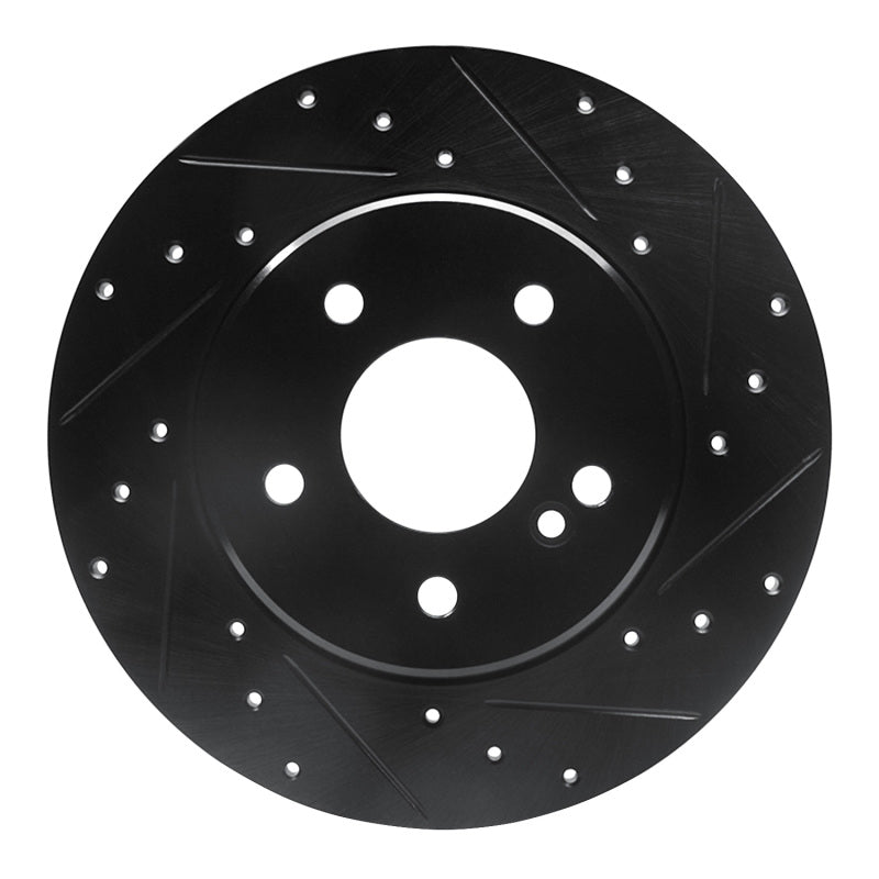 R1 Concepts 98-03 Mercedes-Benz E320 Rear Right Drilled & Slotted Black Brake Rotor
