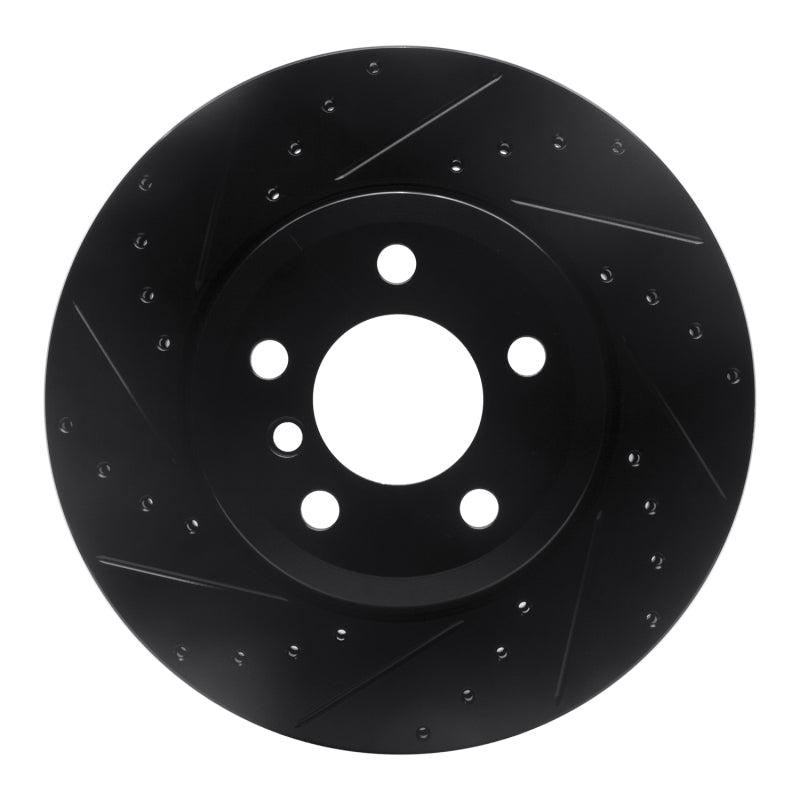 R1 Concepts 07-19 BMW X6 Rear Left Drilled & Slotted Black Brake Rotor