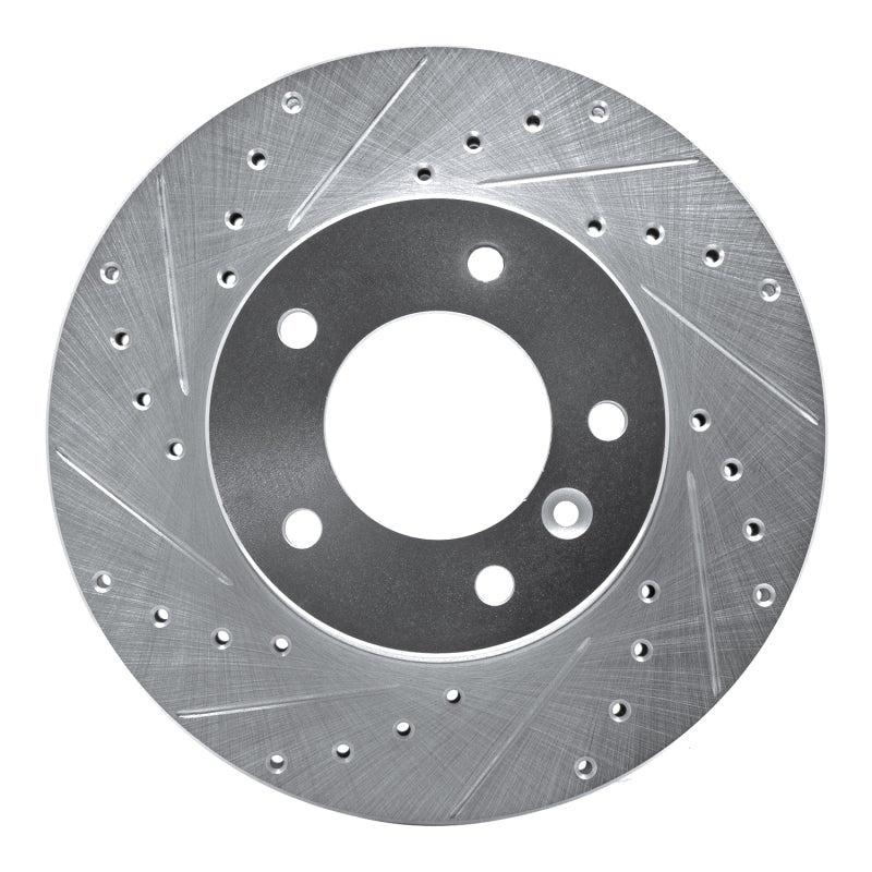 R1 Concepts 86-89 Jaguar XJ12 Front Left Drilled & Slotted Silver Brake Rotor