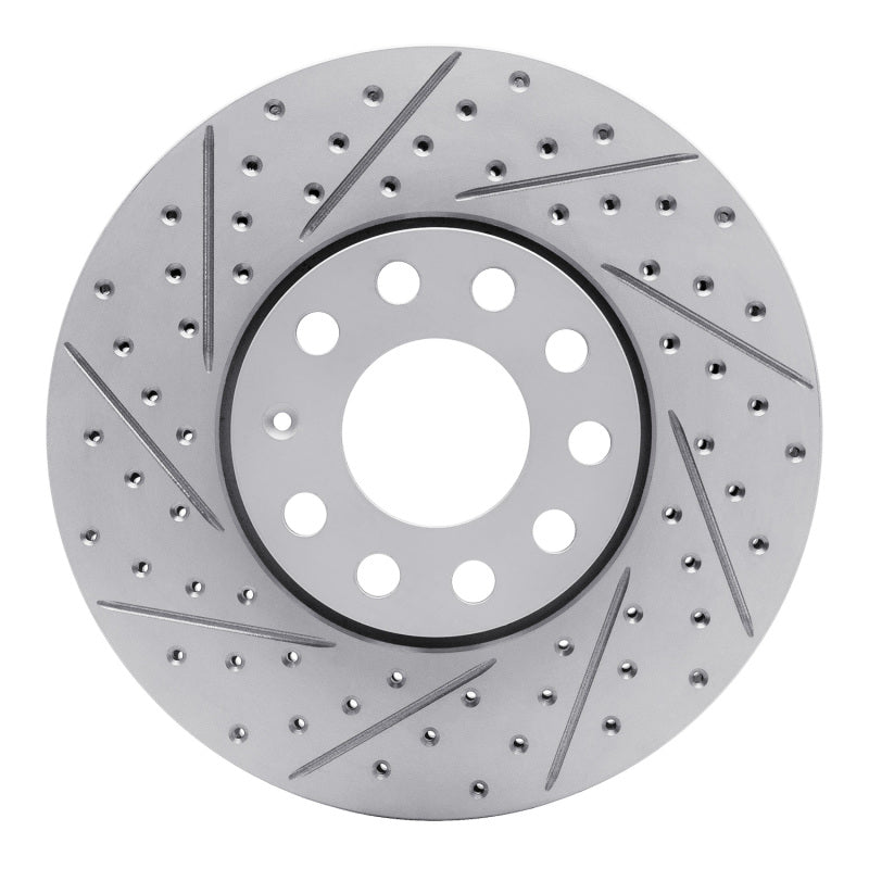 R1 Concepts 92-08 Audi A6 Quattro Front Left Drilled & Slotted Geo-Carbon Rotor