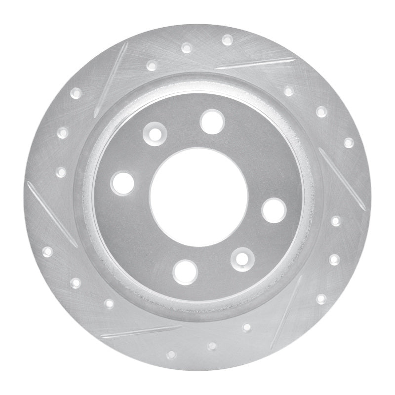 R1 Concepts 86-98 Saab 9000 Rear Left Drilled & Slotted Silver Brake Rotor
