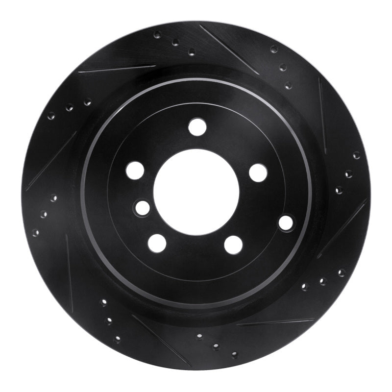 R1 Concepts 06-12 Land Rover Range Rover Rear Right Drilled & Slotted Black Brake Rotor