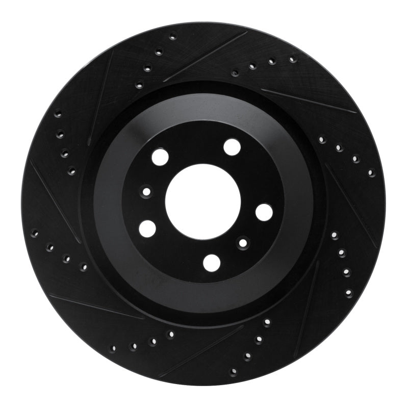 R1 Concepts 04-18 Audi S8 Rear Left Drilled & Slotted Black Brake Rotor