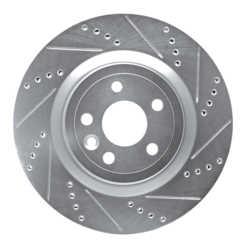 R1 Concepts 17-20 Jaguar XE Rear Right Drilled & Slotted Silver Brake Rotor