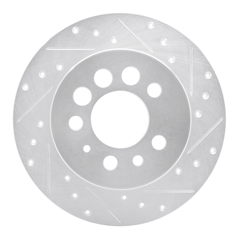 R1 Concepts 1974-1995 Volvo 245 Rear Right Drilled & Slotted Silver Brake Rotor