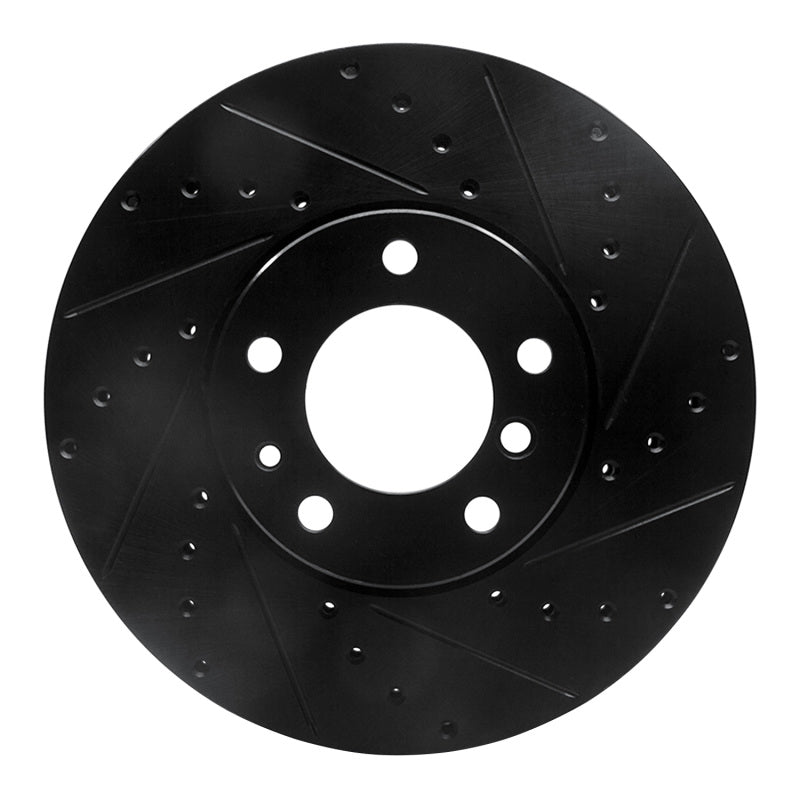 R1 Concepts 91-01 BMW 850CI Front Right Drilled & Slotted Black Brake Rotor