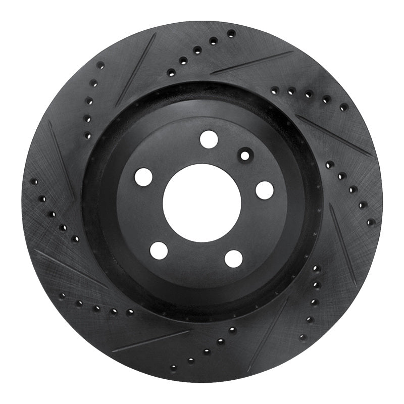 R1 Concepts 05-11 Audi A6 Quattro Rear Left Drilled & Slotted Black Brake Rotor