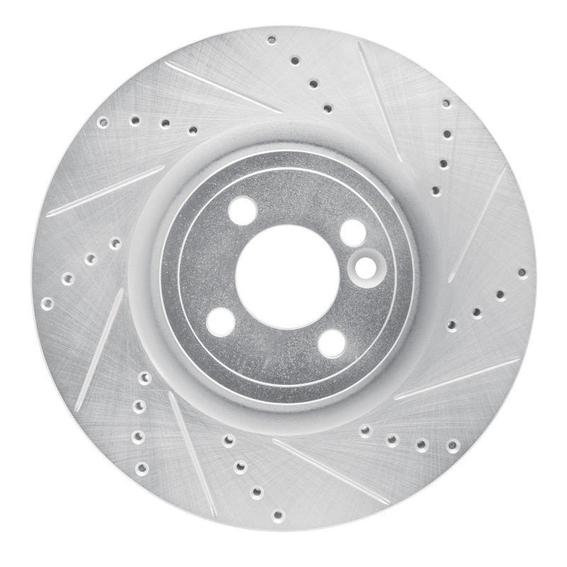 R1 Concepts 13-13 Mini Cooper (Excl Clubman) Front Right Drilled & Slotted Silver Brake Rotor