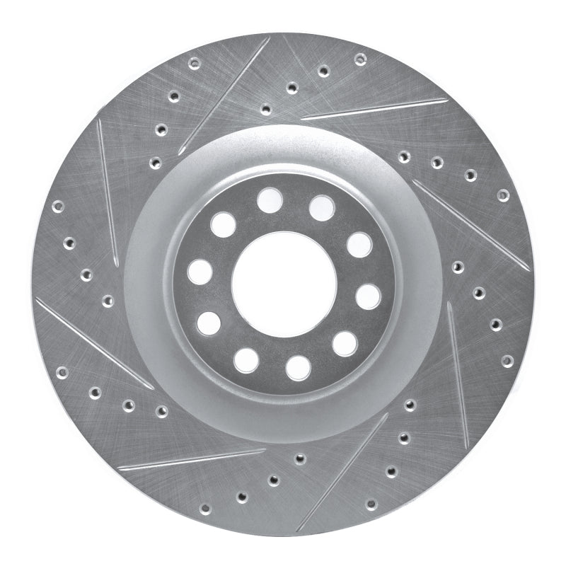 R1 Concepts 01-03 Audi S8 Front Left Drilled & Slotted Silver Brake Rotor