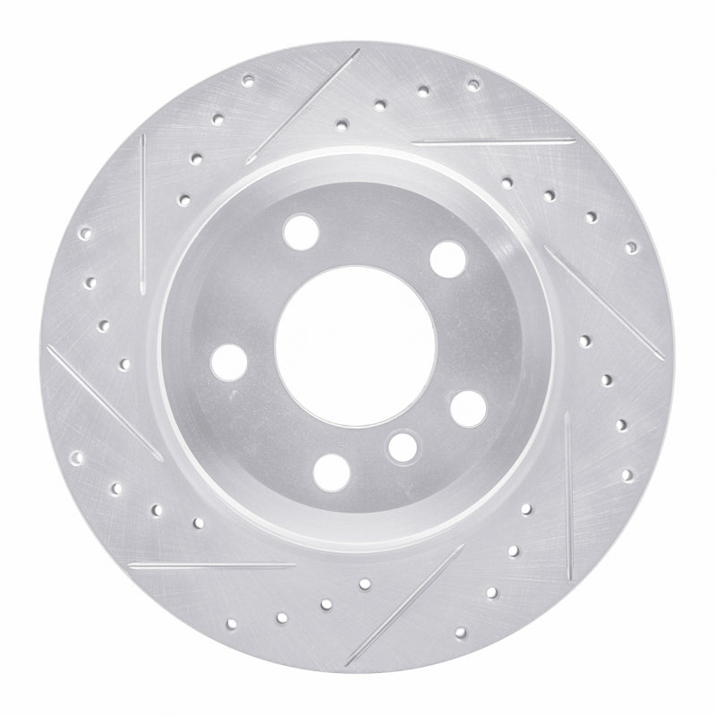 R1 Concepts 07-19 BMW X6 Rear Left Drilled & Slotted Silver Brake Rotor