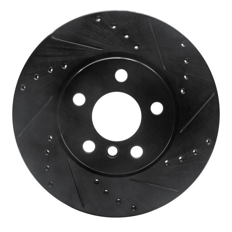 R1 Concepts 14-21 Mini Cooper Clubman Front Right Drilled & Slotted Black Brake Rotor