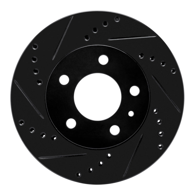 R1 Concepts 82-90 Volvo 760 Series Front Left Drilled & Slotted Black Brake Rotor
