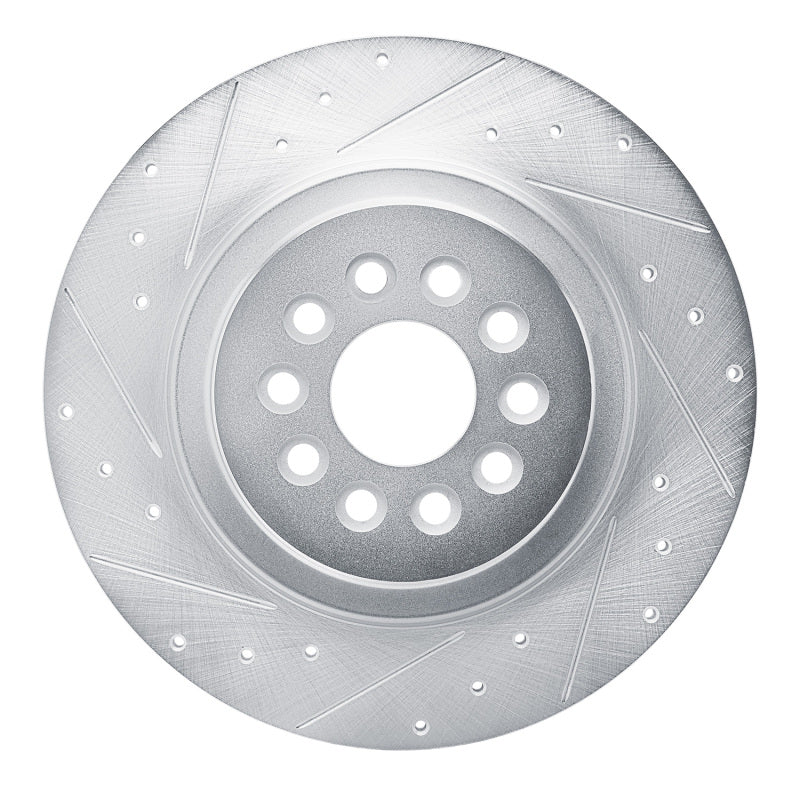 R1 Concepts 03-05 Jaguar S-Type Rear Left Drilled & Slotted Silver Brake Rotor