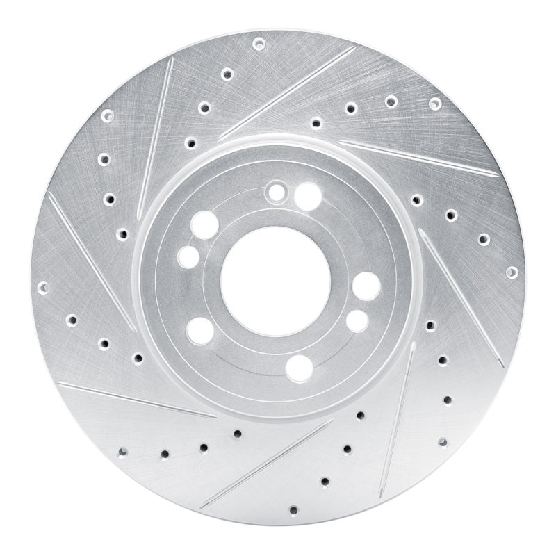 R1 Concepts 2020-2023 Mercedes-Benz GLE350 Front Left Drilled & Slotted Silver Brake Rotor