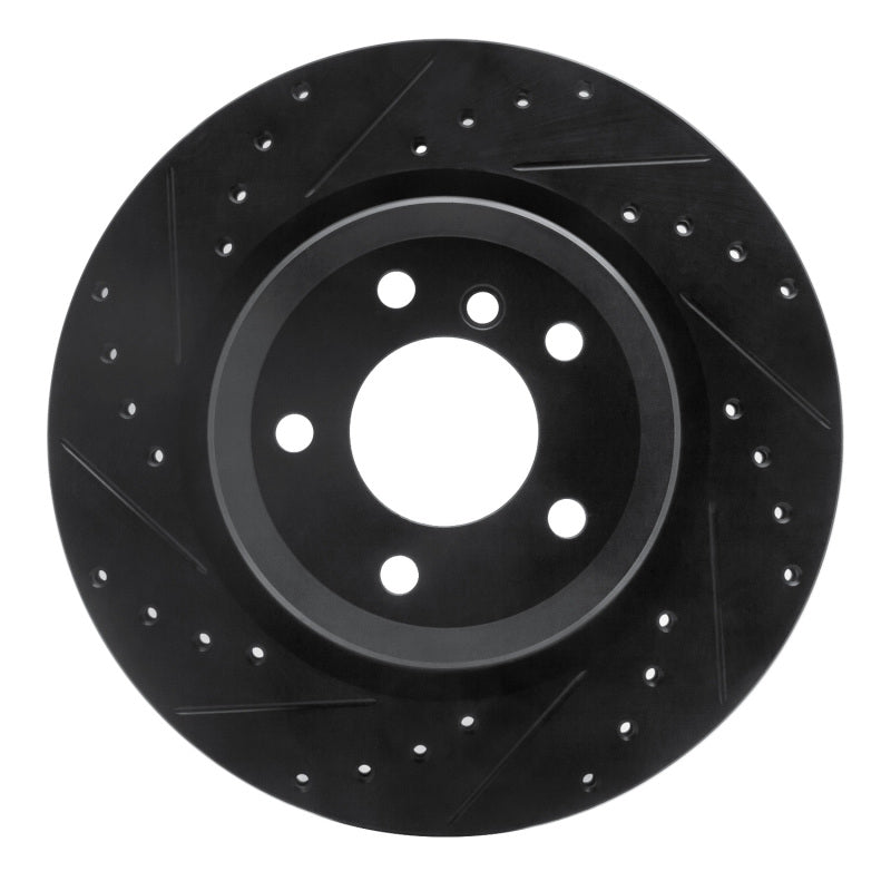 R1 Concepts 06-15 BMW 335XI Rear Left Drilled & Slotted Black Brake Rotor