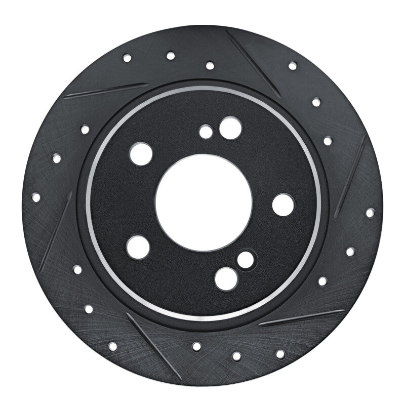 R1 Concepts 90-95 Mercedes-Benz 300SL Rear Right Drilled & Slotted Black Brake Rotor