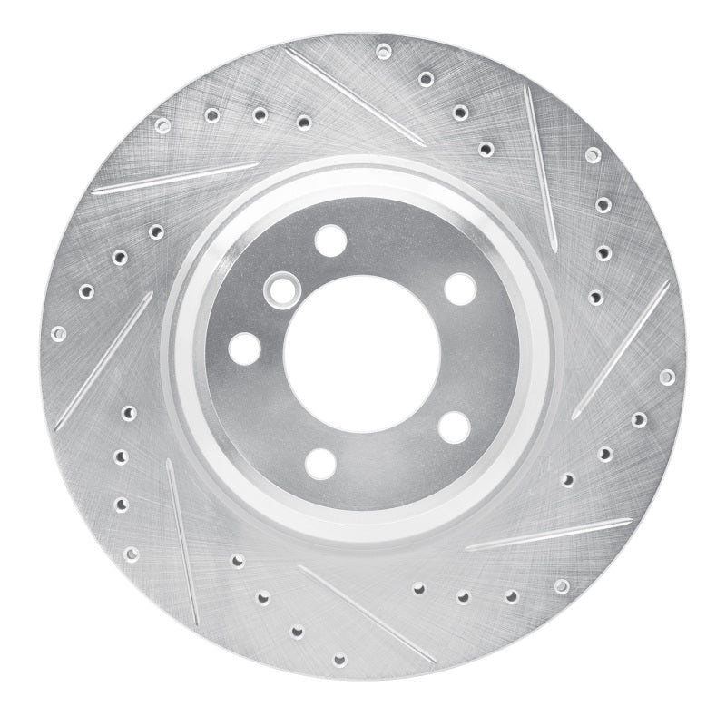 R1 Concepts 07-15 BMW 335XI Front Right Drilled & Slotted Silver Brake Rotor