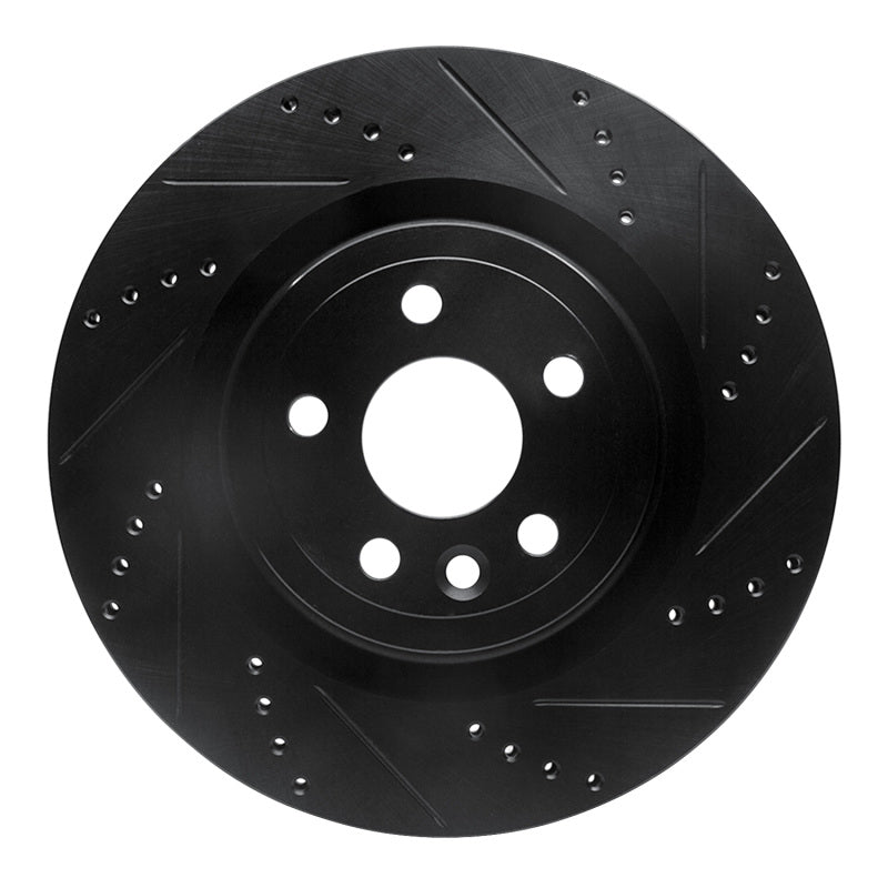 R1 Concepts 2017-2020 Jaguar I-Pace Rear Right Drilled & Slotted Black Brake Rotor