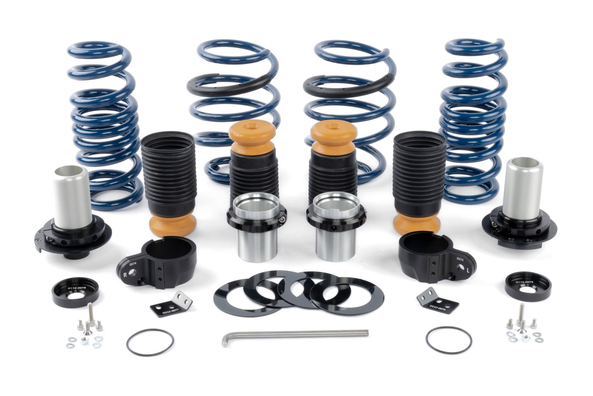DINAN High Performance Adjustable Coilover Suspension System for BMW G87 M2, offering customizable ride height and improved handling.