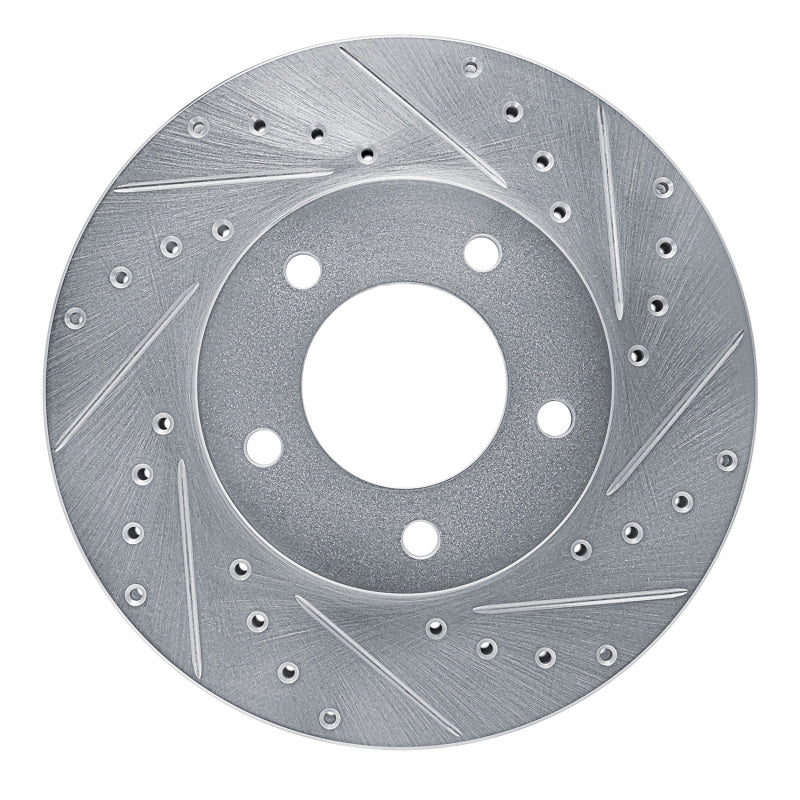 R1 Concepts 93-94 Jaguar XJ12 Front Right Drilled & Slotted Silver Brake Rotor
