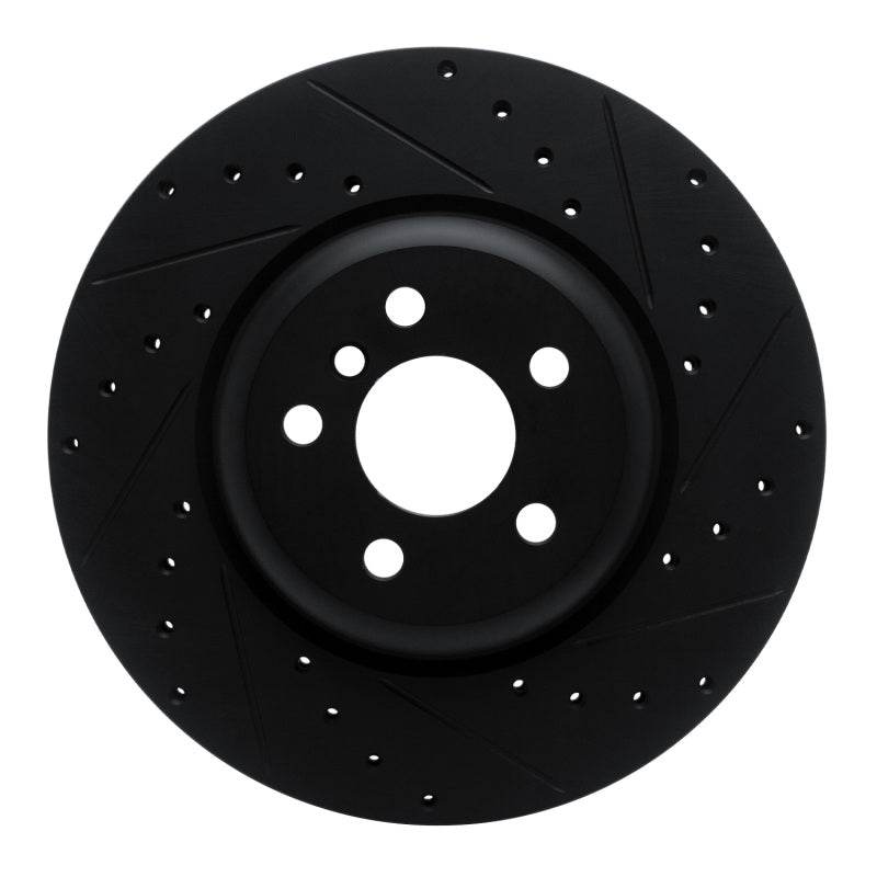 R1 Concepts 16-25 BMW 330e Rear Right Drilled & Slotted Black Brake Rotor