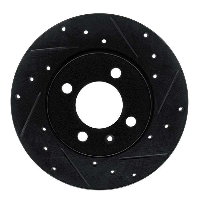 R1 Concepts 84-97 Audi Coupe Front Right Drilled & Slotted Black Brake Rotor